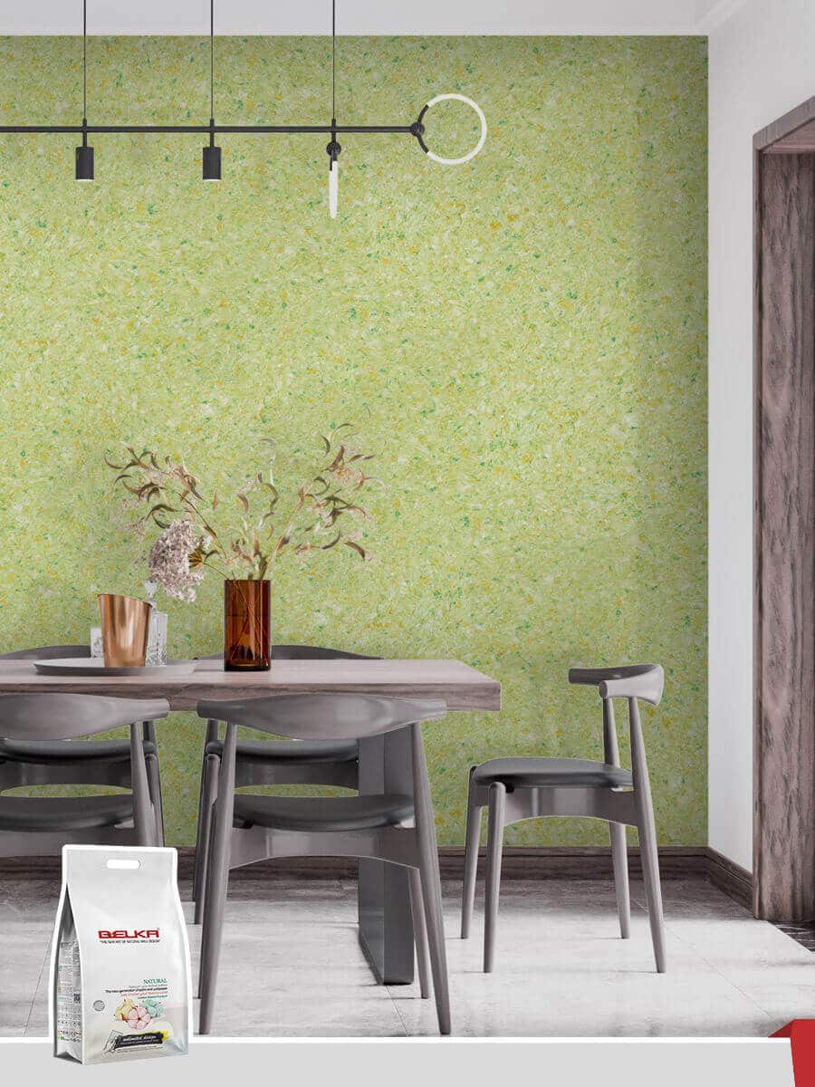 Belka B34 Neon Green Wallpaper, a vibrant and bold wall design perfect for energetic and modern interiors.