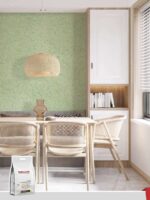 Belka B41 Light Green Wallpaper, creating a refreshing and serene atmosphere with soft green tones.