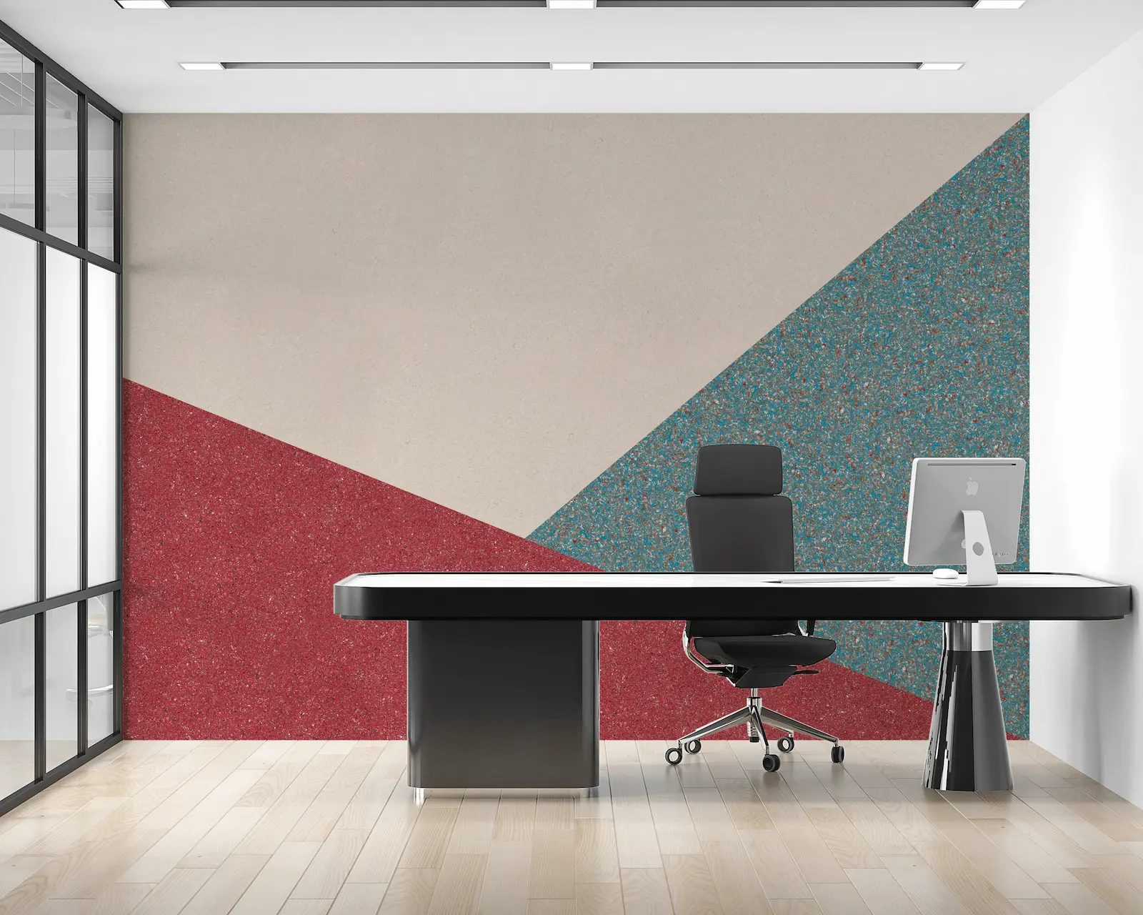 Belka S-Series wallpaper in an office, offering style and EMF protection for a productive workspace.
