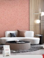 Belka B24 Salmon Pink Wallpaper features a soft salmon pink hue that adds warmth and tranquility to any room, perfect for creating a cozy, inviting atmosphere.