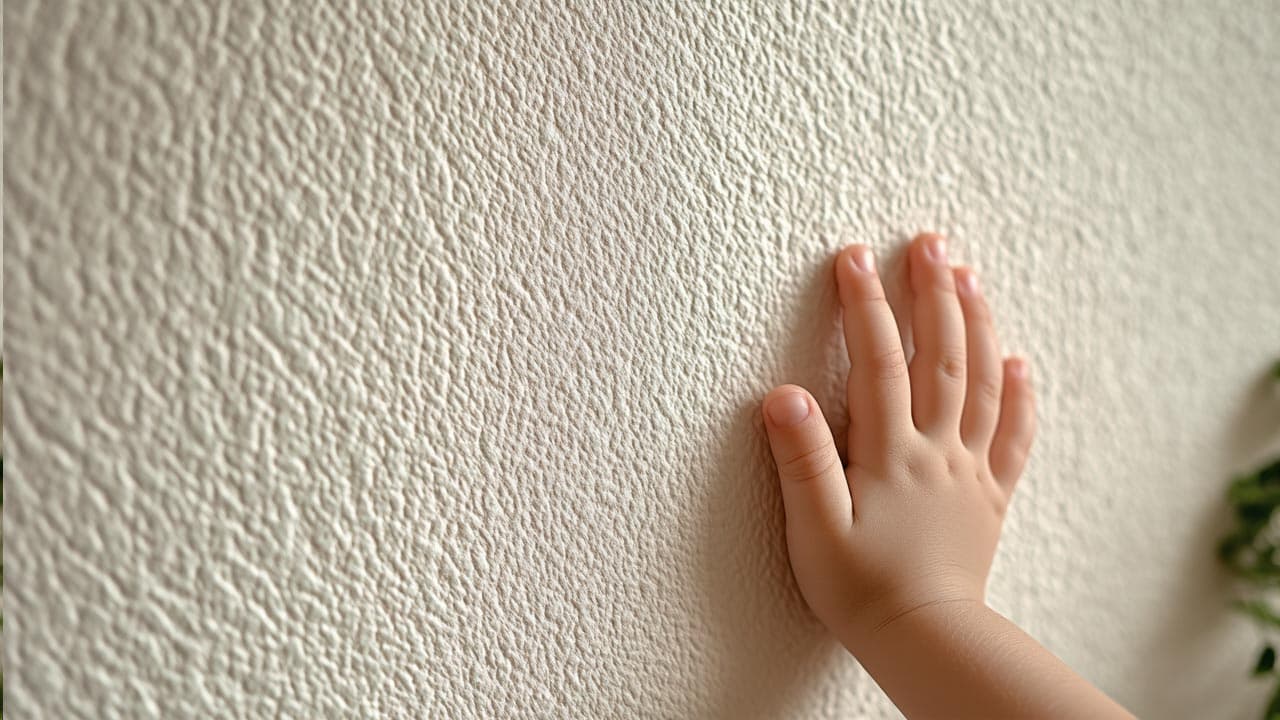 Close-up view of Belka hypoallergenic cotton-based wallpaper showcasing its natural texture