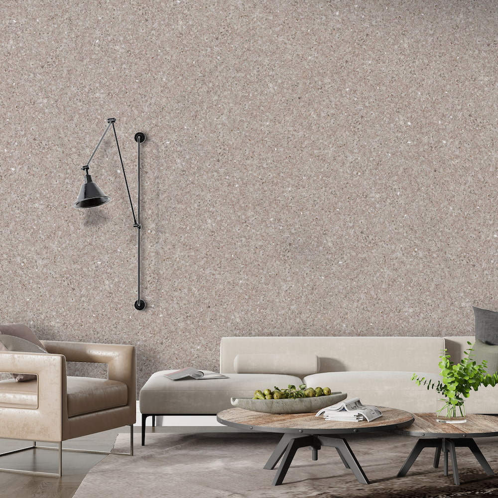 Belka B11 Sand Beige Wallpaper in a modern living room with minimalist decor.