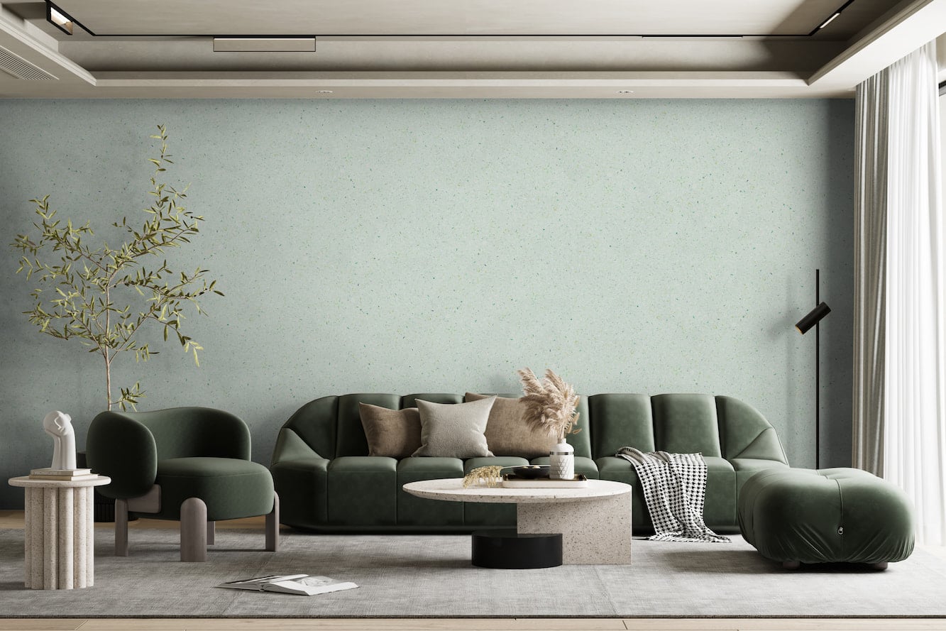 Belka B37 Sage Green Wallpaper, creating a subtle, sophisticated atmosphere with a calming green hue.