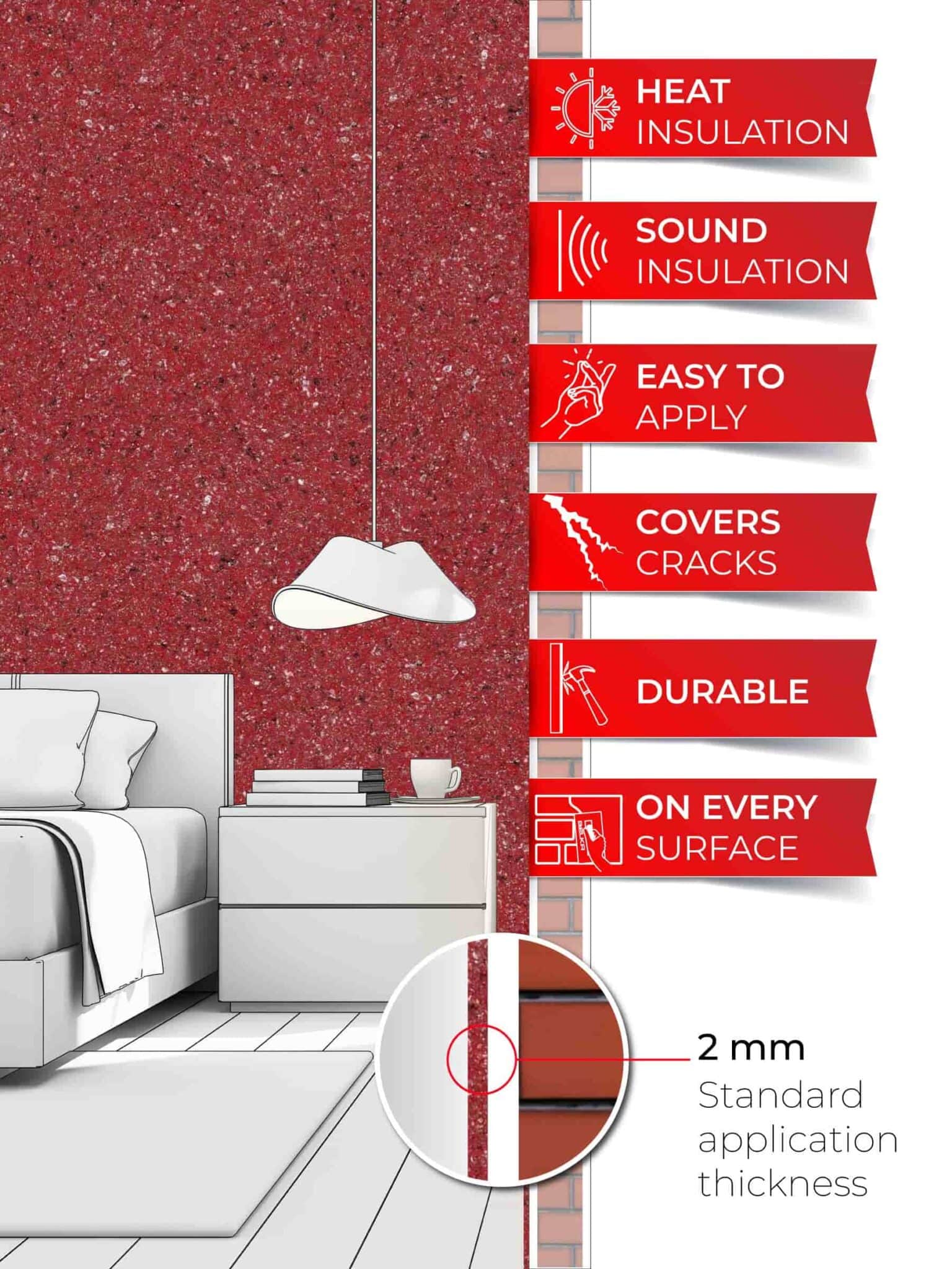 Belka B54 Burgundy Wallpaper with a rich, deep red hue that adds luxury and sophistication to any room.