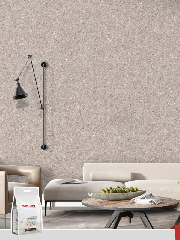 Belka B11 Sand Beige Wallpaper | Timeless & Elegant Wall Design Belka B11 Sand Beige Wallpaper in a modern living room with minimalist decor.