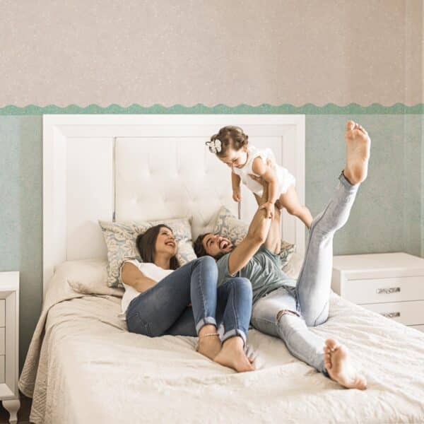 BELKA Tapete Schlafzimmer Blau Creme Grün