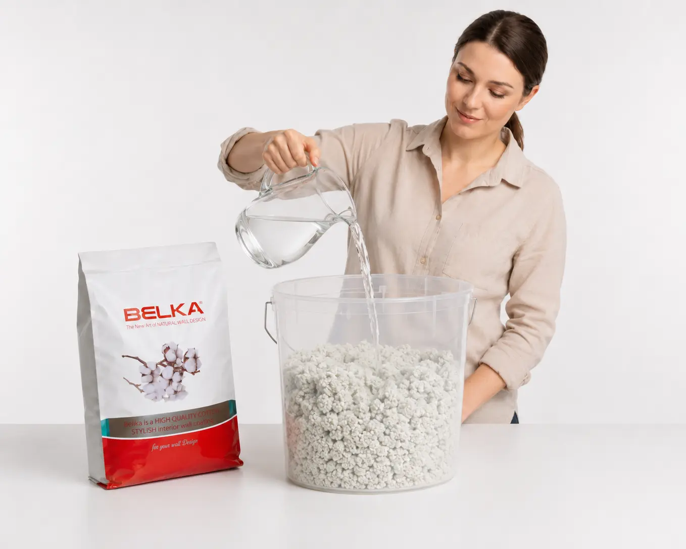 Wasser über das BELKA Material gießen