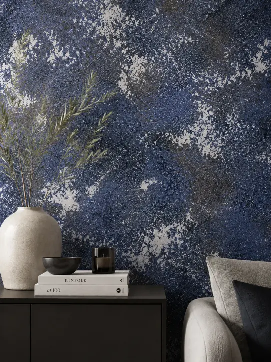 BELKA Tapete MIX4008 Nachtblau & Messing als individuelles Wanddesign aus vier harmonisch abgestimmten Premium-Farben