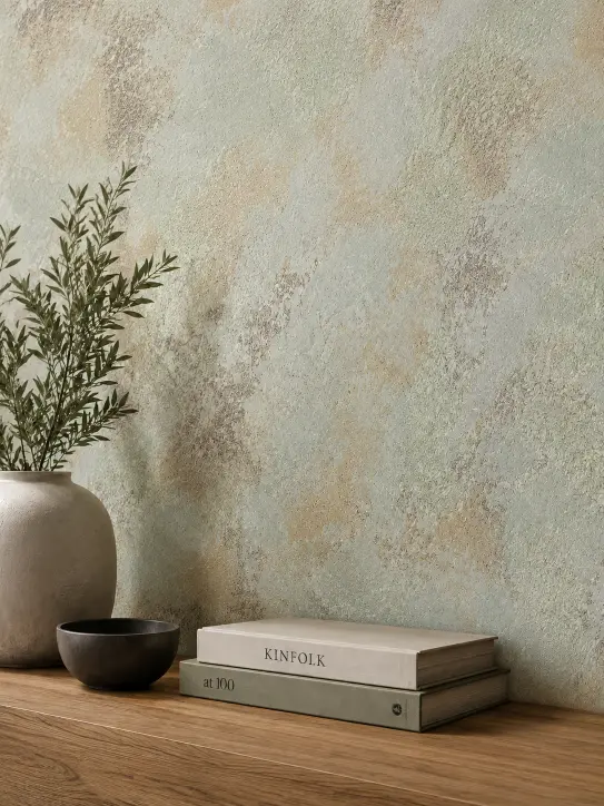 BELKA Tapete MIX4009 Waldlicht als individuelles Wanddesign aus vier harmonisch abgestimmten Grün-, Grau- und Weißtönen