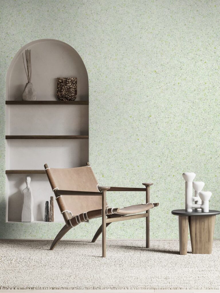 Belka B56 Tapete Grau Grün – Moderne Wandgestaltung: Selbstklebende Baumwolltapete in elegantem Grau-Grün, umweltfreundlich, mit Wärme- und Schalldämmung. Perfekt für Wohnzimmer, Schlafzimmer oder Büro.