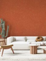 "Belka B18 Tapete in Orange mit Muster – Lebendige, gemusterte Wandtapete für moderne und kreative Wandgestaltungen, bietet gleichzeitig Wärme- und Schalldämmung.
