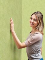 Belka B34 Tapete in Grün und Gelb – Farbige, moderne Wandtapete mit frischer Ausstrahlung, perfekt für kreative Raumgestaltungen mit zusätzlicher Wärme- und Schalldämmung.