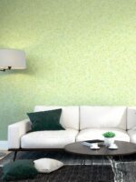 Belka B40 Tapete in Gelb und Grün – Lebendige, moderne Wandtapete mit fröhlicher Farbkomposition, kombiniert stilvolles Design mit effektiver Wärme- und Schalldämmung.