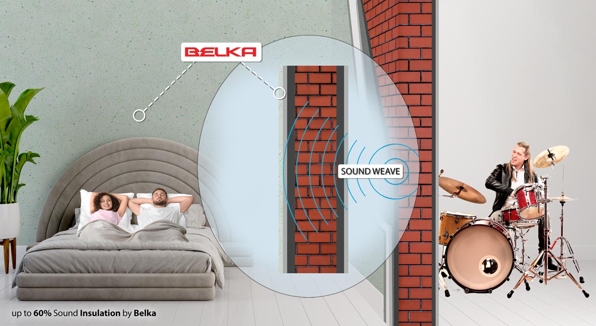 Effektiver Schallschutz mit Belka in einem modernen Schlafzimmer.