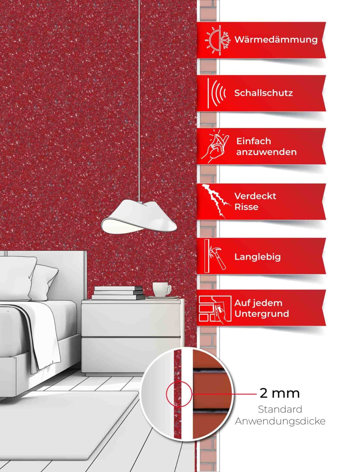 belka tapeten rot gemustert moderne wandgestaltung