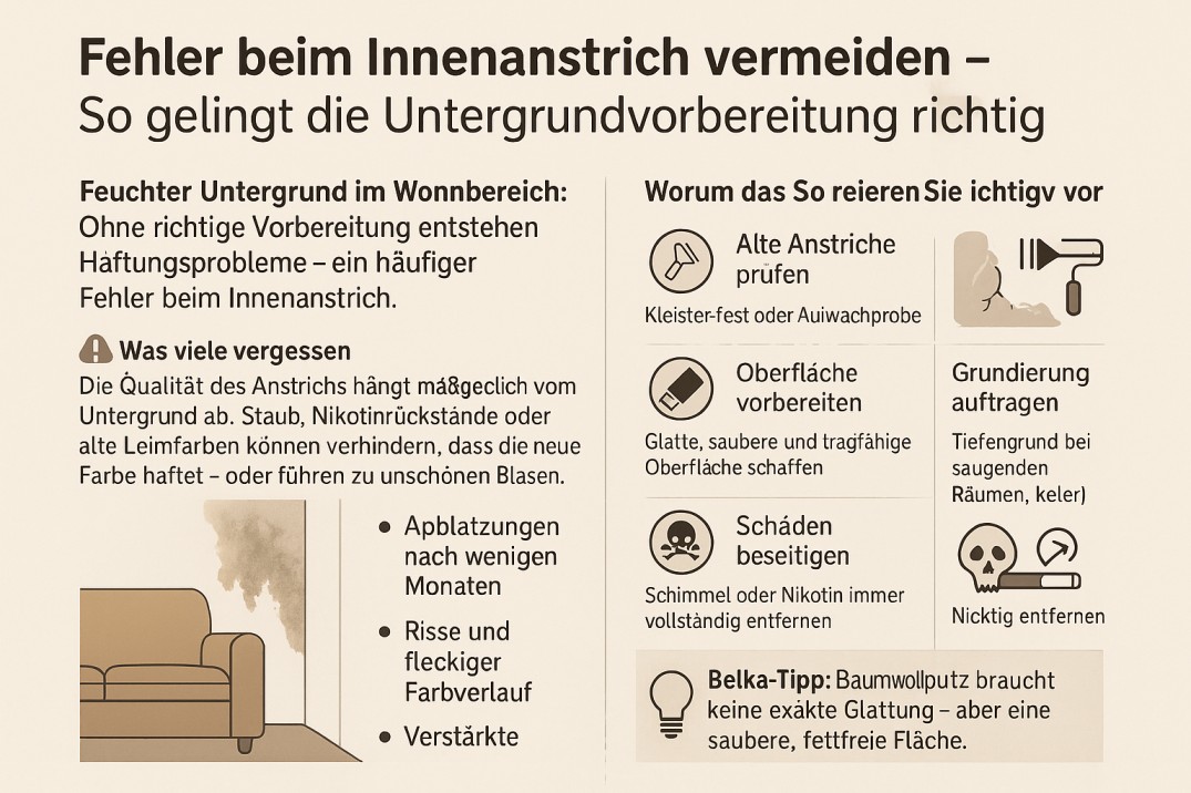 Fehler beim Innenanstrich vermeiden – Ursachen, Folgen und richtige Untergrundvorbereitung