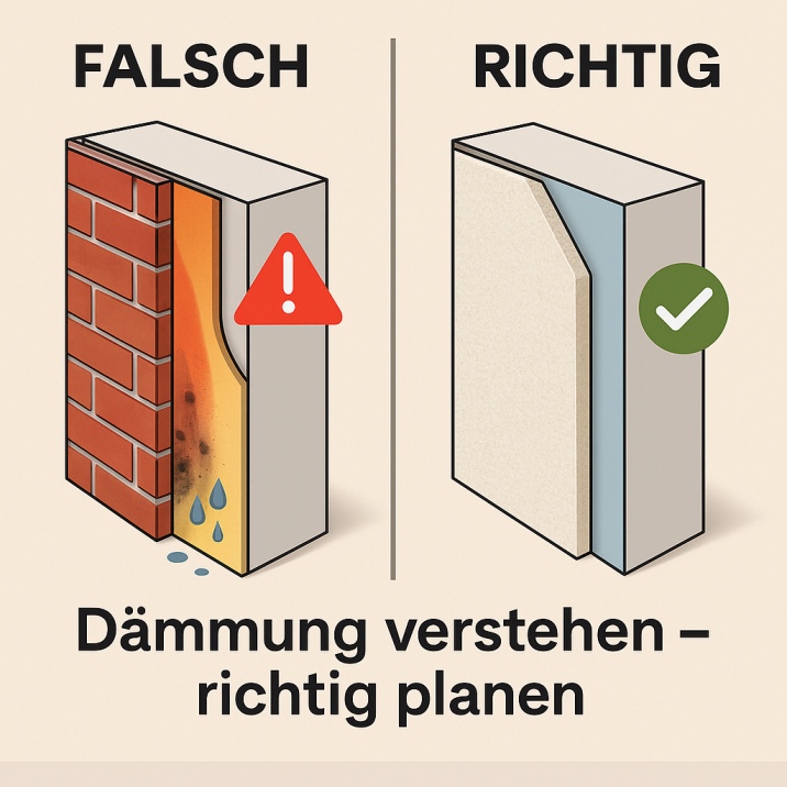 Innendämmung richtig versus falsch im direkten Vergleich