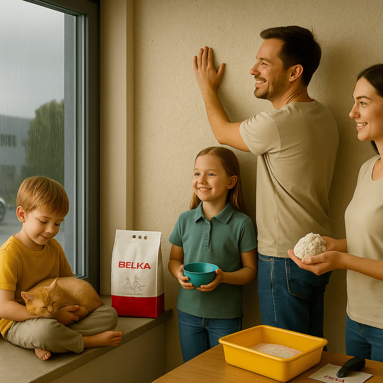 Belka DIY Wandbeschichtung Familie Anwendung für natürliche Raumakustik