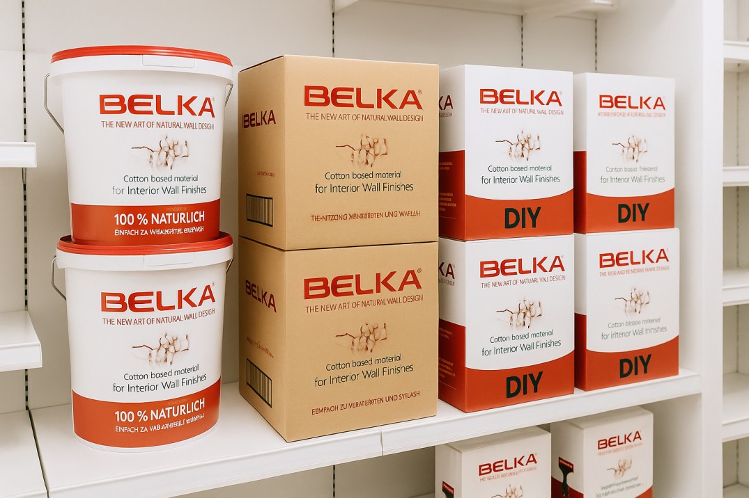 Fachhändler mit Belka Sortiment im Laden - Professionelle Produktpräsentation