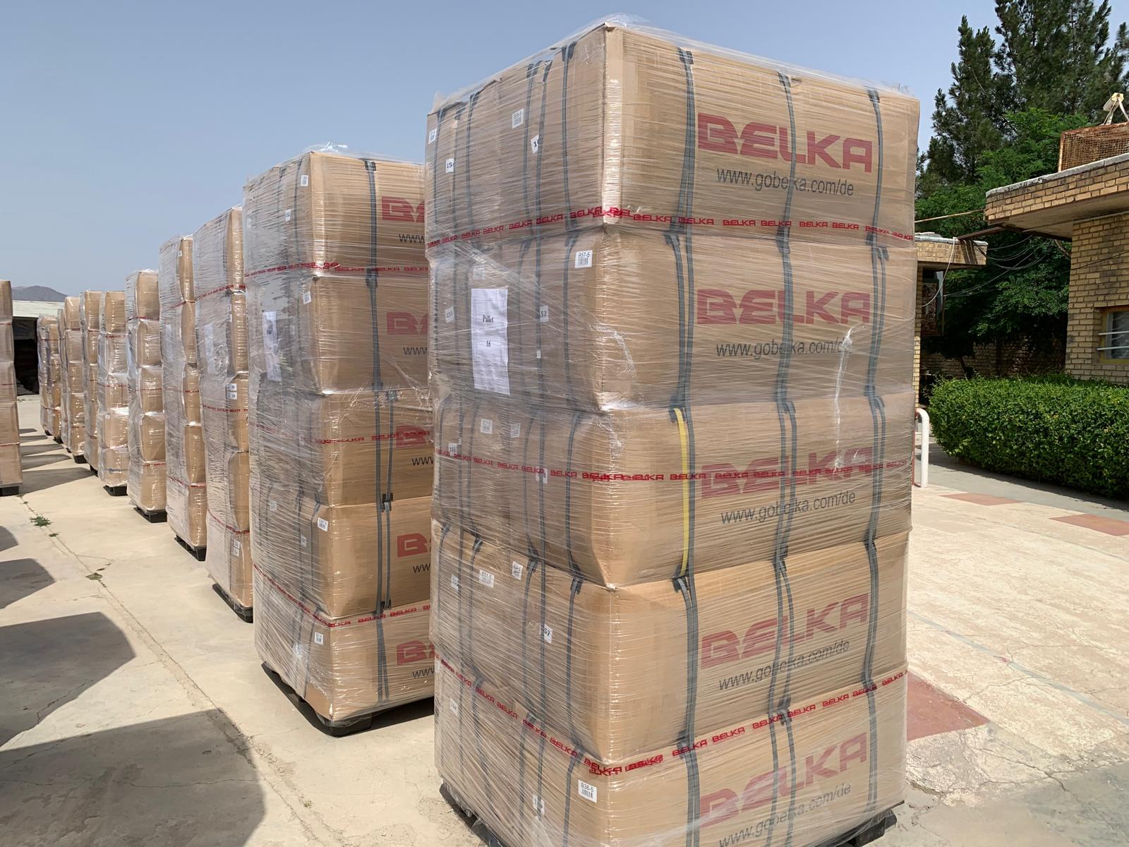 Belka Lager – Paletten mit Produkten bereit zur Abholung