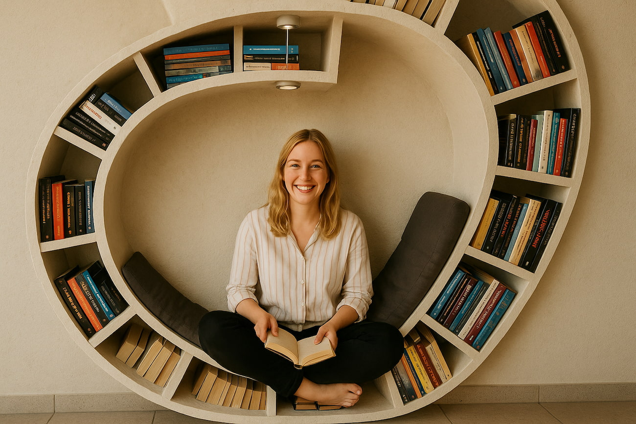 Modern eingerichtetes Wohnzimmer und Essbereich mit minimalistischen Möbeln im skandinavischen Stil