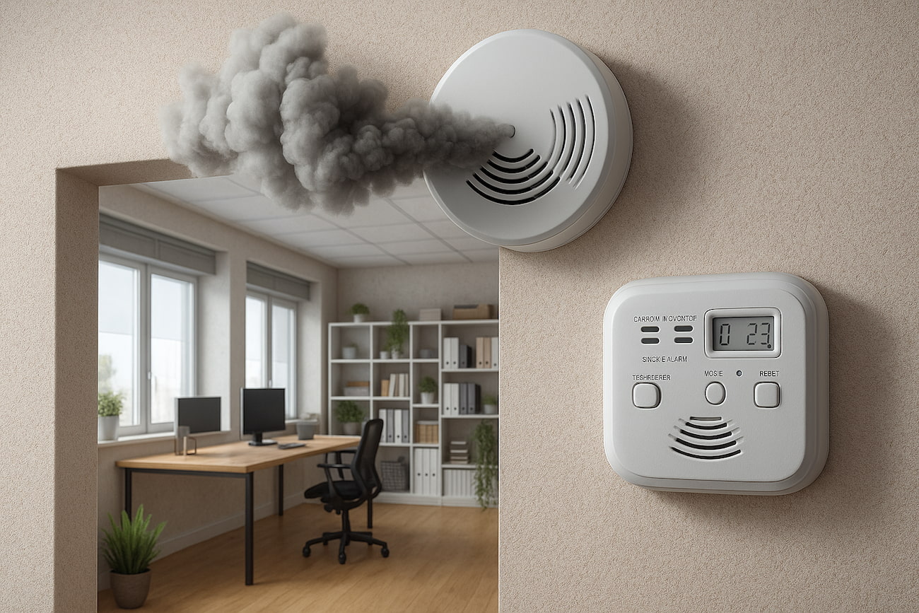 Rauchmelder Kohlenmonoxid Alarm Frühwarnsystem mit Belka giftgasfreier Wandverkleidung