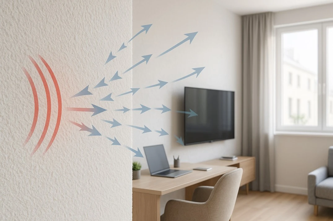 Homeoffice: fugenlose Schallabsorber-Beschichtung reduziert Nachhall und verbessert die Verständlichkeit