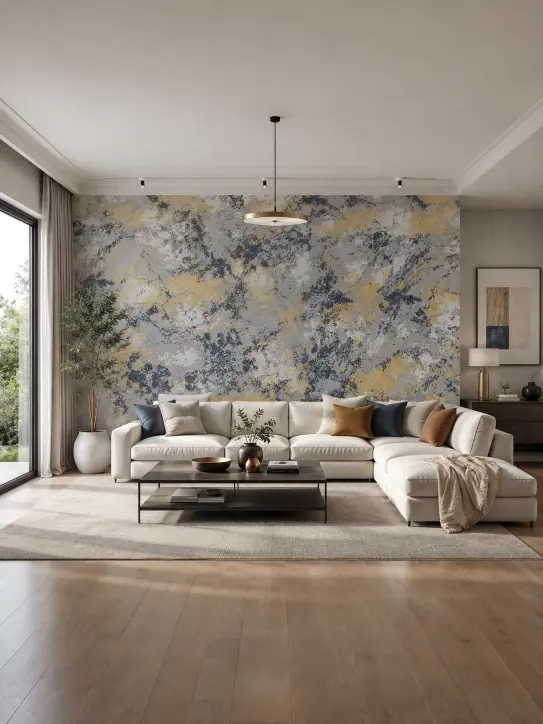 BELKA Tapete MIX4004 Moderne Eleganz als moderne Akzentwand in Dunkelblau, Silber, Weiß und Creme