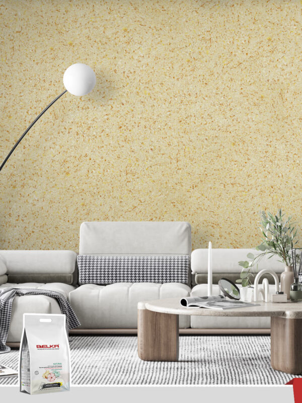 A modern living room which walls covered by Belka cream wallpaper.