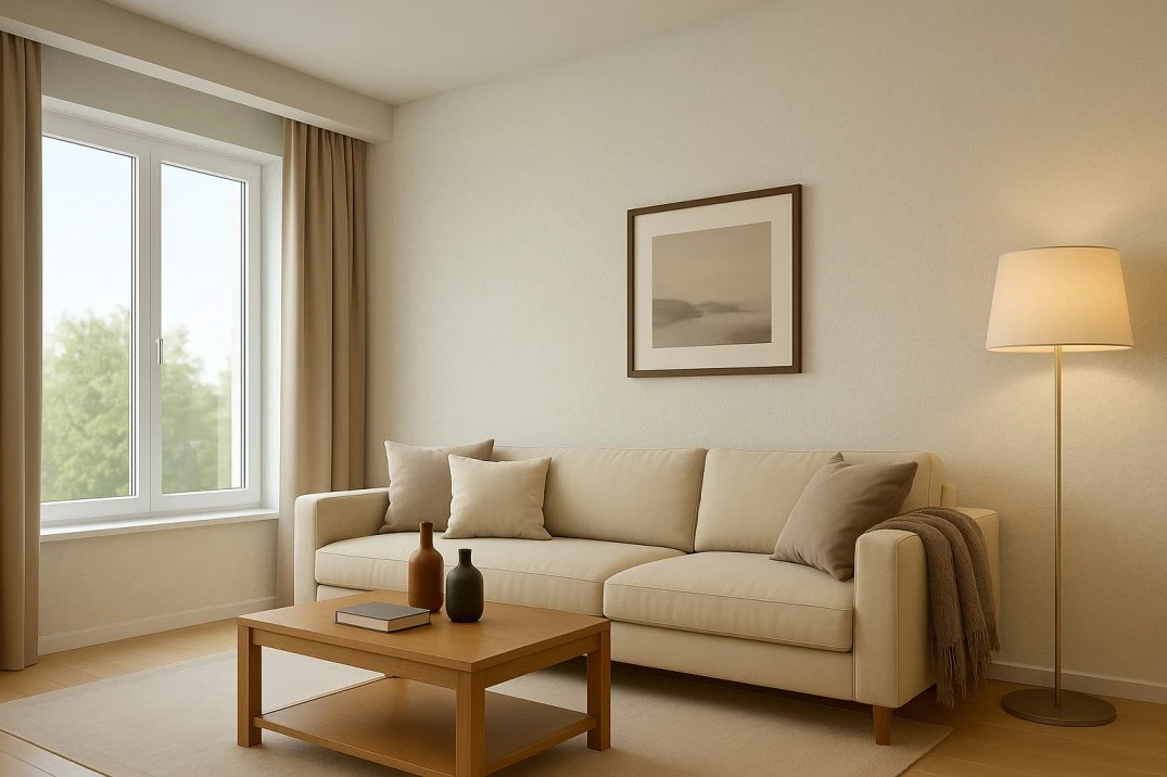 Seamless Belka wall finish in a modern living room