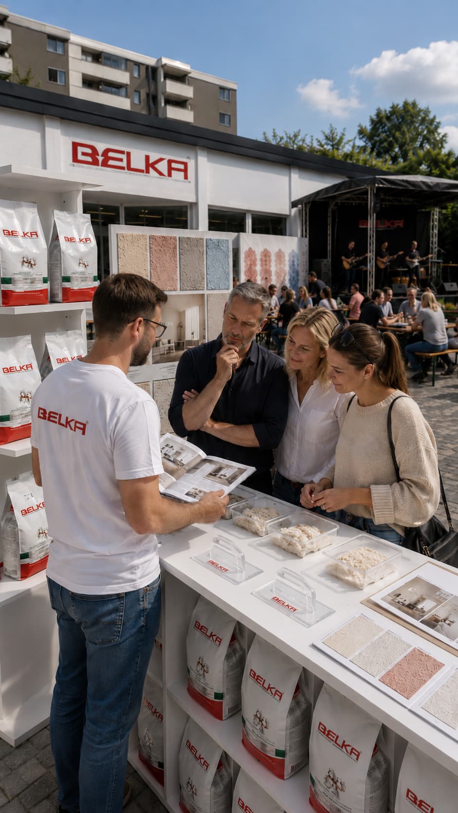 BELKA Beratung zu Farben, Wandstruktur und Anwendung im Showroom Berlin-Tegel